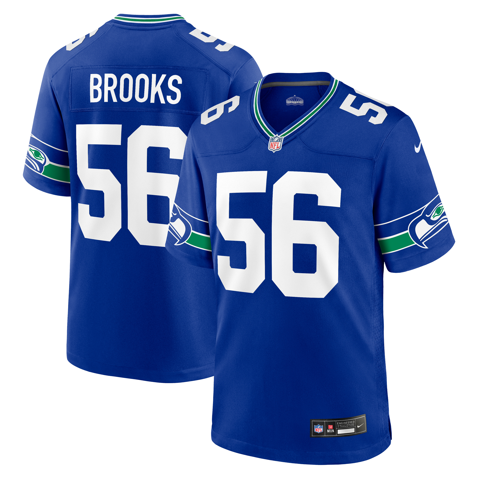 Men's Nike Jordyn Brooks Royal Seattle Seahawks Throwback Player Game