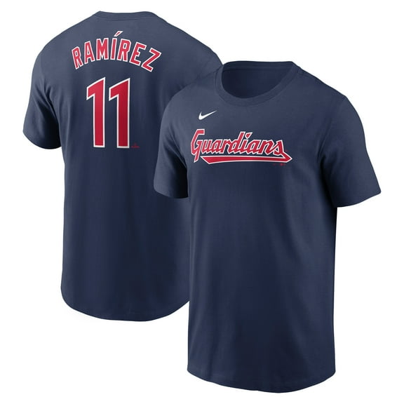 Men's Nike Jose Ramirez Navy Cleveland Guardians Fuse Name & Number T-Shirt