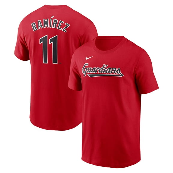 Men's Nike Jose Ramirez Red Cleveland Guardians Fuse Name & Number T-Shirt