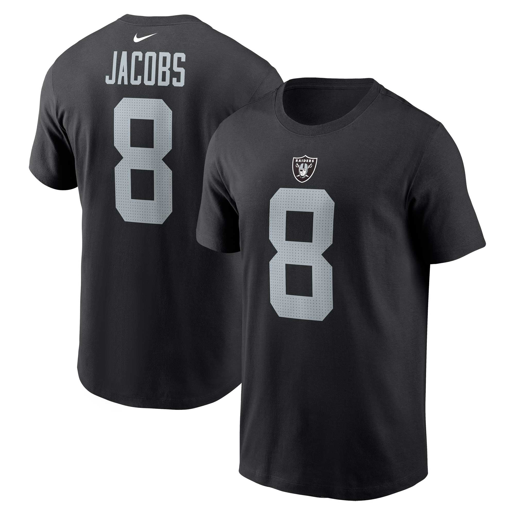 Men's Nike Josh Jacobs Black Las Vegas Raiders Player Name & Number T