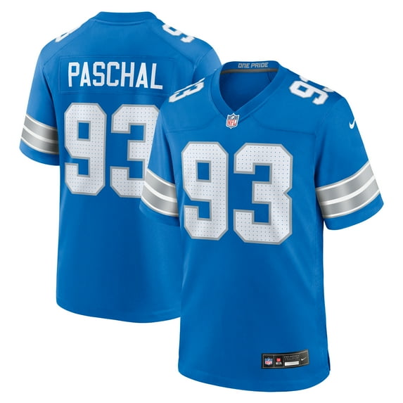 Men's Nike Josh Paschal Blue Detroit Lions Team Game Jersey