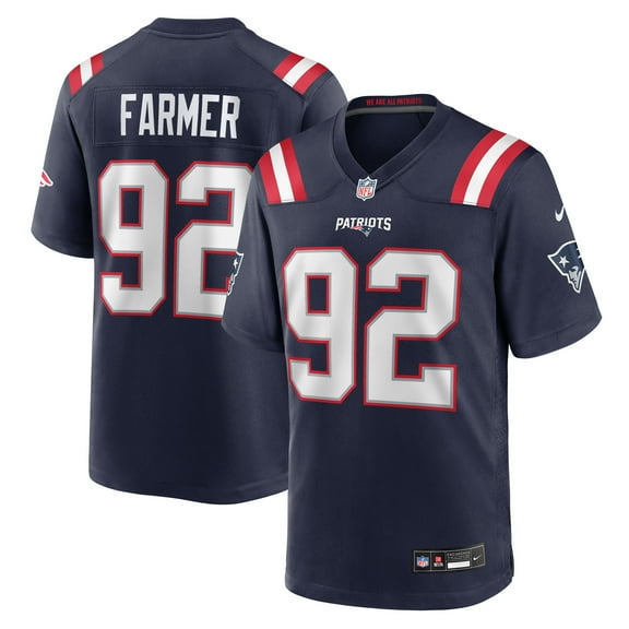 Men's Nike Joshua Farmer  Navy New England Patriots Team Game Jersey