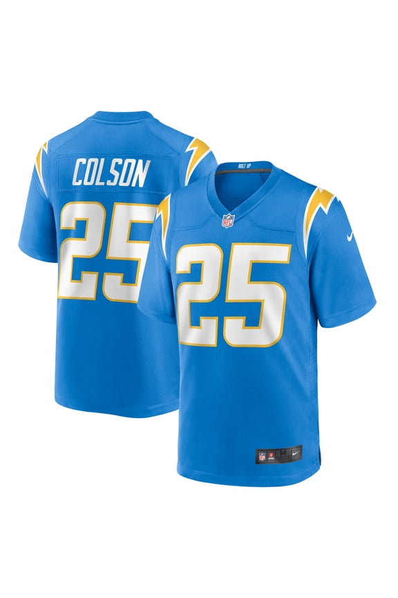 Men's Nike Junior Colson  Powder Blue Los Angeles Chargers Team Game Jersey