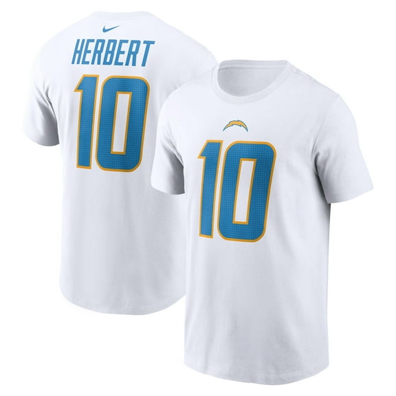 Men's Nike Justin Herbert  White Los Angeles Chargers  Player Name & Number T-Shirt