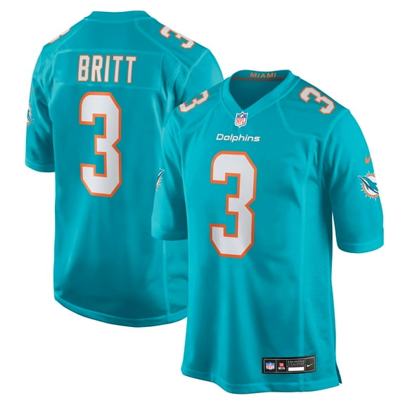 Men's Nike K.J. Britt  Aqua Miami Dolphins Team Game Jersey