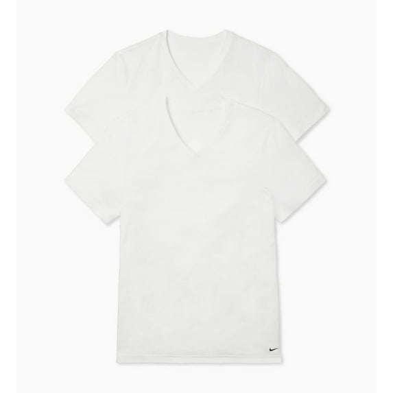 Nike 2Pk Vneck Evdy Cotton Mens Active Shirts & Tees Size S, Color: White