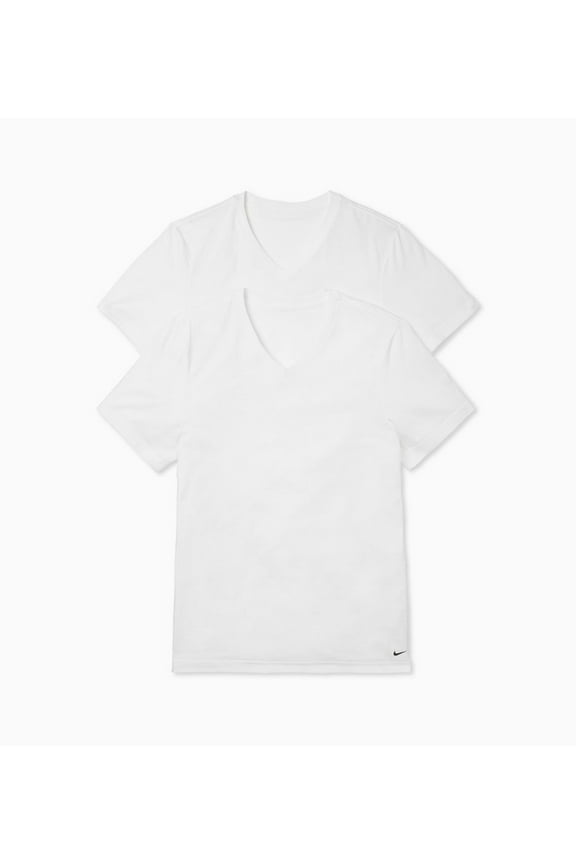 2Pk Vneck Evdy Cotton Mens Active Shirts & Tees Size L, Color: White