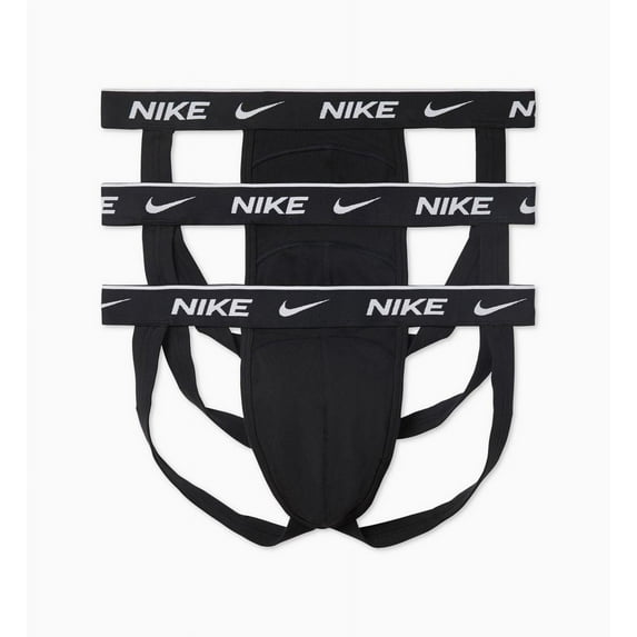 Men's Nike KE1013 Everyday Cotton Stretch Jockstraps - 3 Pack (Black S)