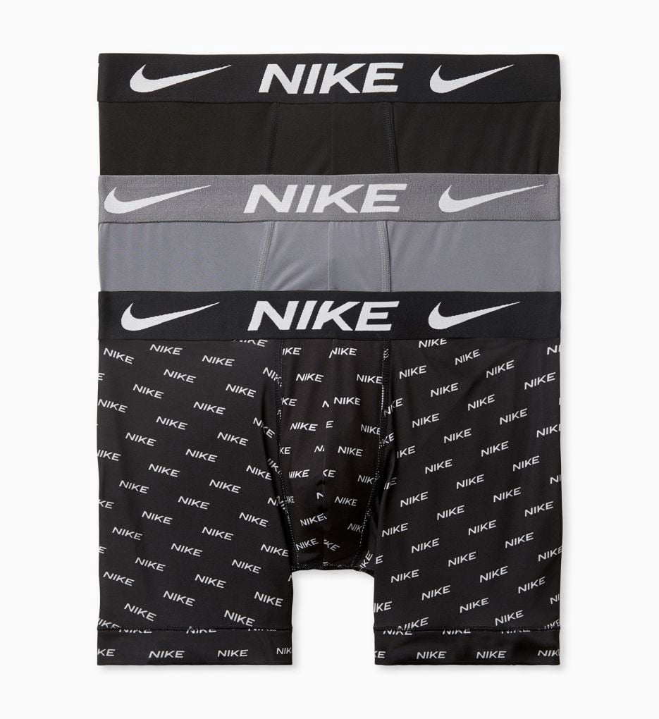 Nike Men's Essential Micro Boxer 3 Pack Brief, Black/Grey/Blue