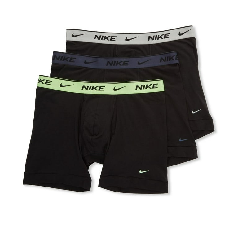 Men's Nike KE1107 Everyday Stretch Boxer Briefs w/ Fly - 3 Pack (Black/Lime  Glow XL)