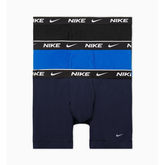 Men's Nike KE1107 Everyday Stretch Boxer Briefs w/ Fly - 3 Pack (Obsidian/Royal/Black S)