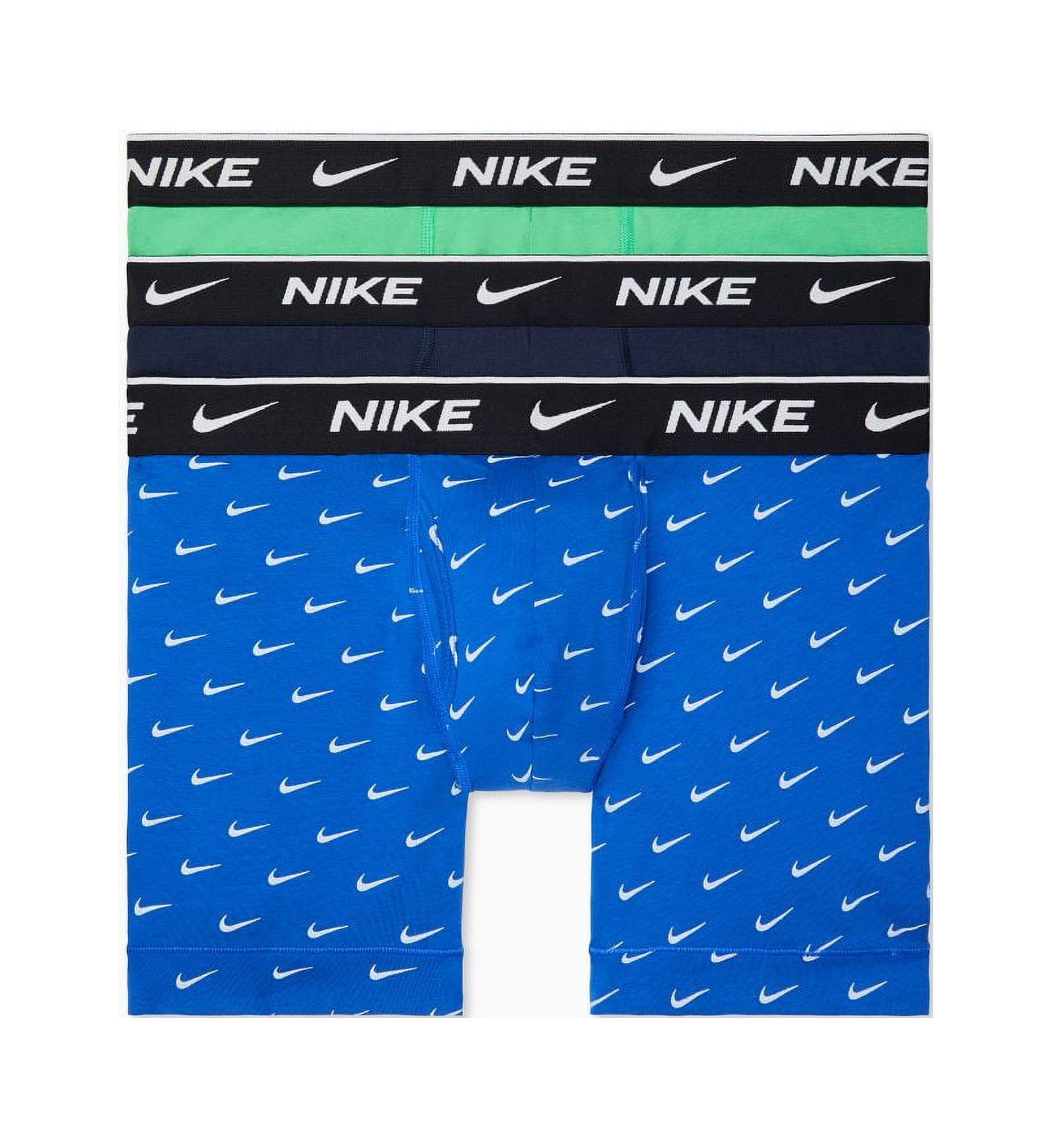 Men's Nike KE1107 Everyday Stretch Boxer Briefs w/ Fly - 3 Pack  (Obsidian/Royal/Black S) 