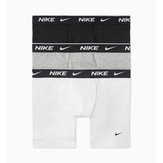 Nike Men's Boxers Three Pack Elastic Waist Dri-FIT Athletic Tight Fit Underwear, Black/Grey/White, S