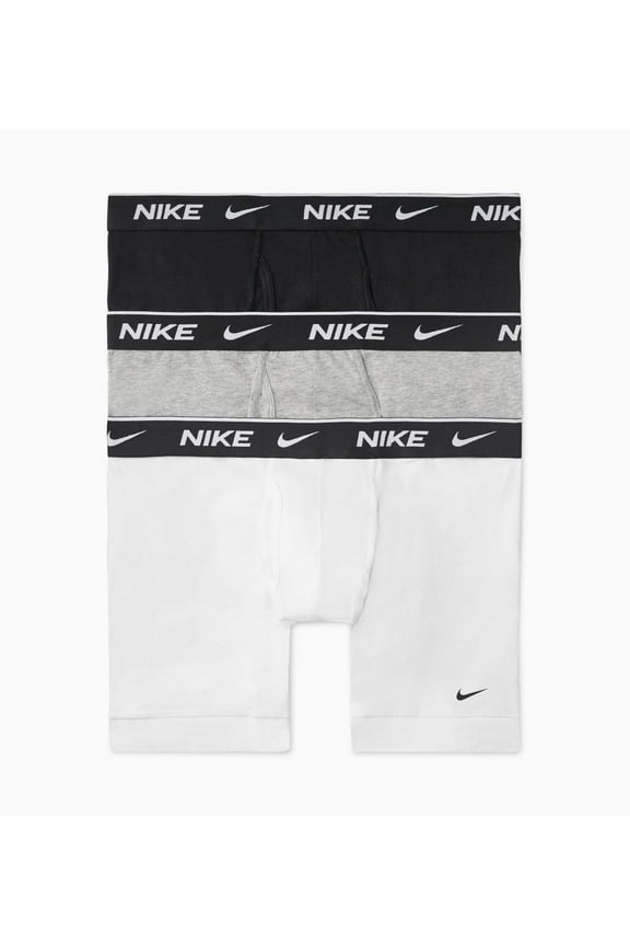 Men's Boxers Three Pack Elastic Waist Dri-FIT Athletic Tight Fit Underwear, Black/Grey/White, S