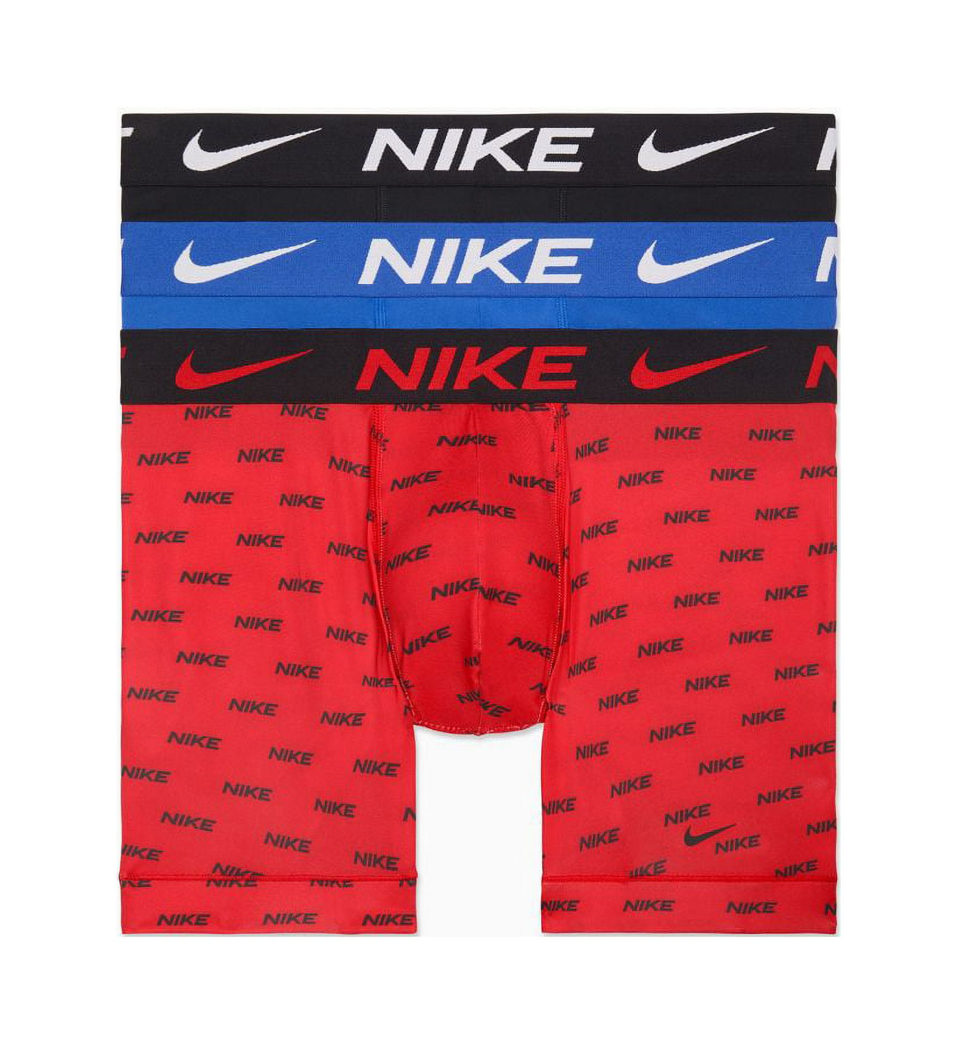 Men's Nike KE1157 Essential Micro Boxer Brief - 3 Pack (Logo Red/Blue/Black  L)