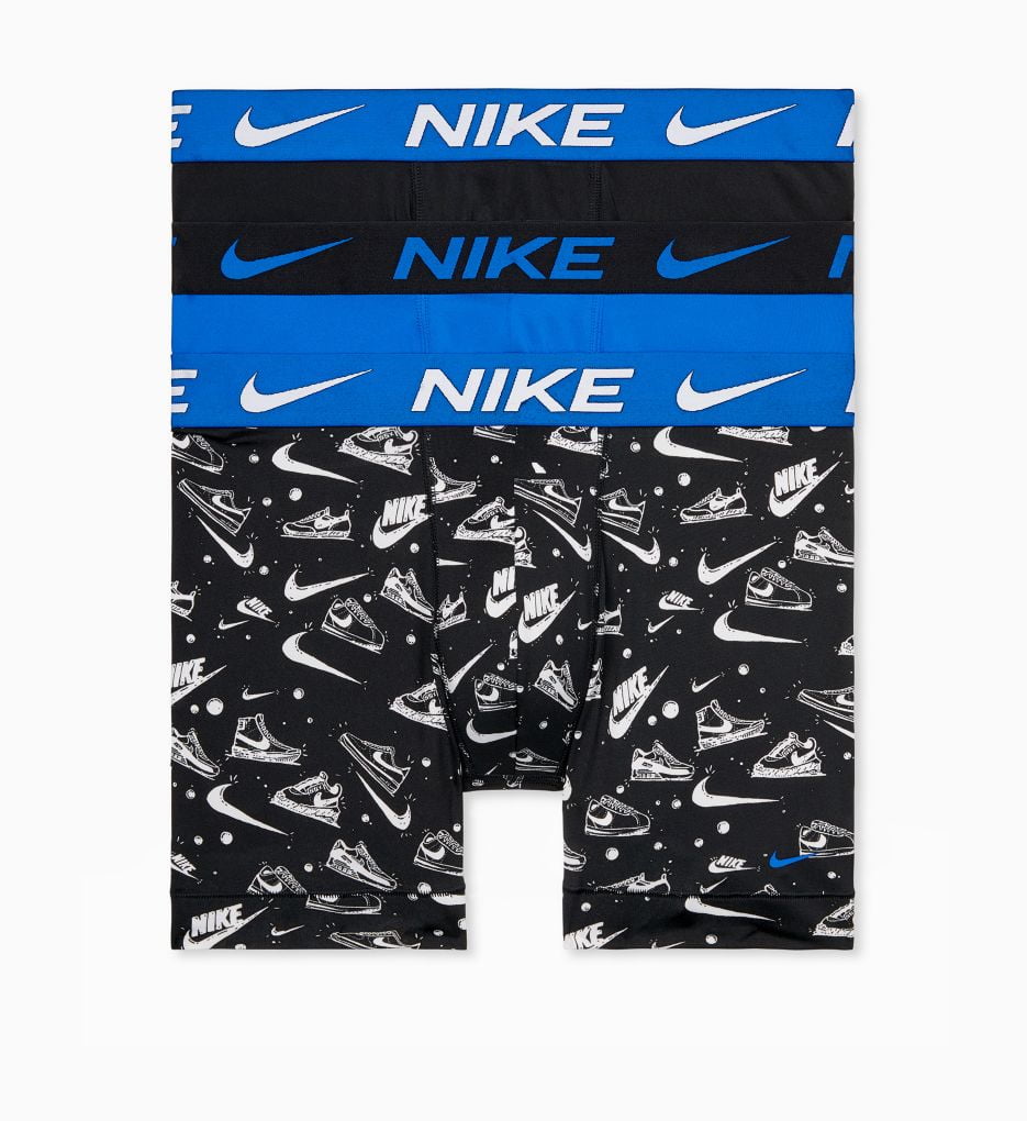 Men's Nike KE1157 Essential Micro Boxer Brief - 3 Pack (Black/Blue/Grey/ Orange S) 