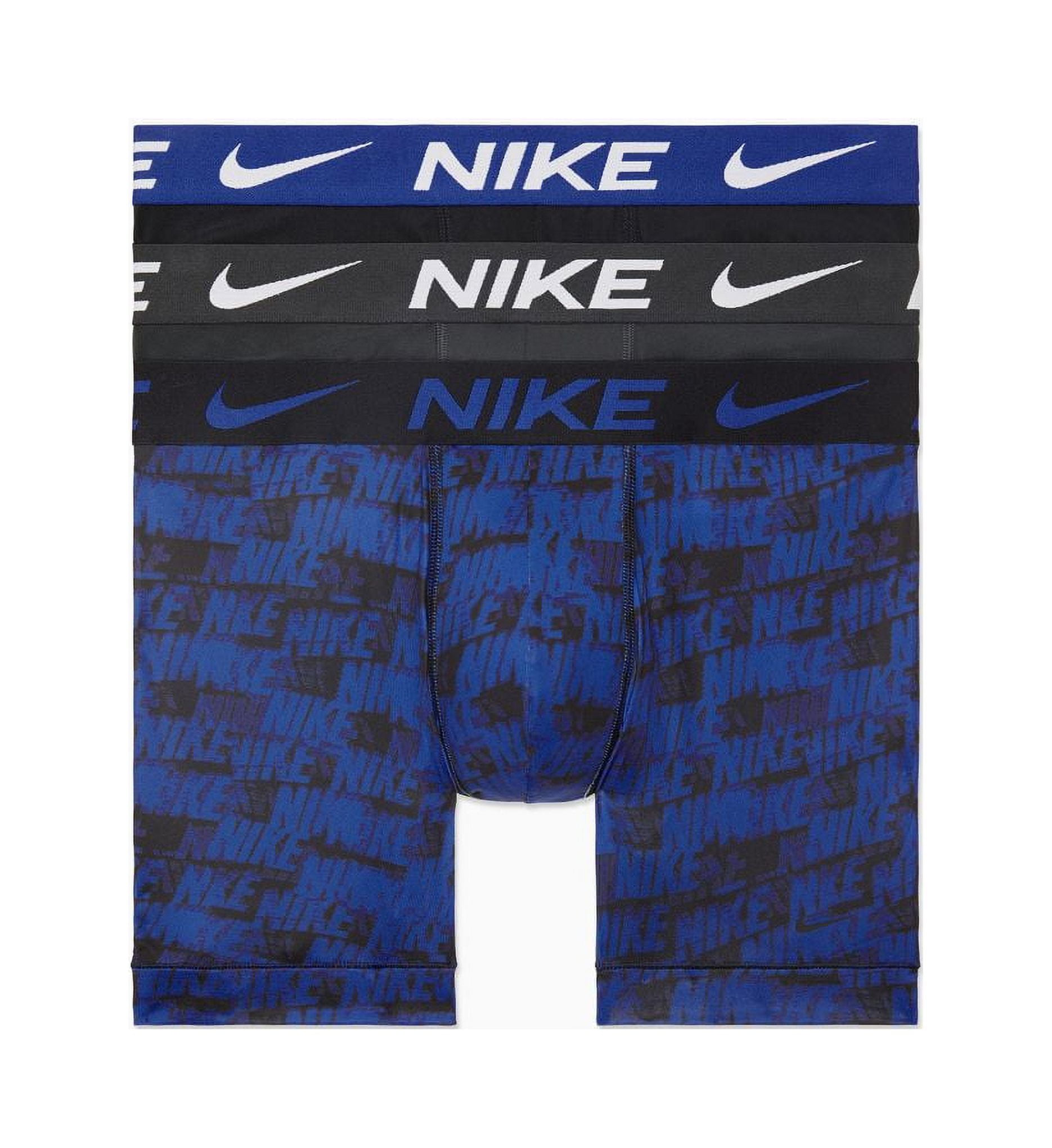 Men's Nike KE1167 Essential Cotton Stretch Boxer Brief - 3 Pack  (Black/Volt/Orange/Blue XL) 