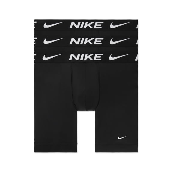 Men's Nike 3-Pack Dri-FIT Essential Microfiber Long-Leg 8" Boxer Briefs Color: Black Size: L