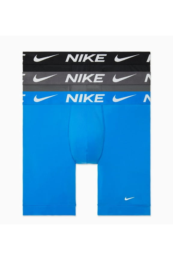Men's Nike KE1158 Essential Micro Long Boxer Brief - 3 Pack (Blue/Dark Grey/Black XL)