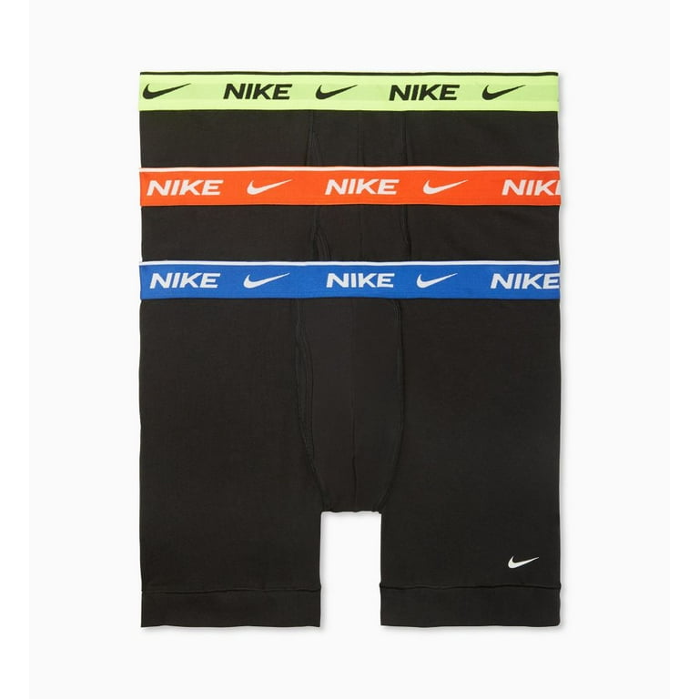 Men's Nike KE1167 Essential Cotton Stretch Boxer Brief - 3 Pack  (Black/Volt/Orange/Blue XL) 
