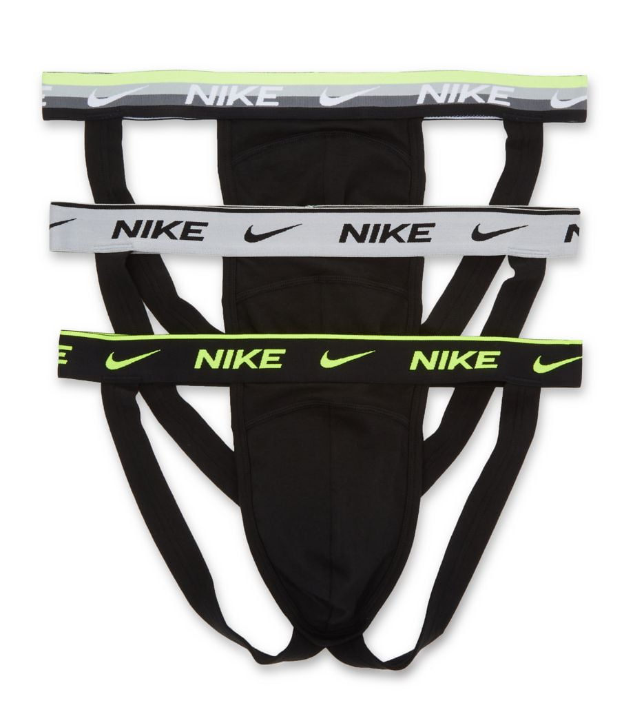 Men's Nike KE1188 Essential Cotton Stretch Jockstrap - 3 Pack (Black/Stripe/Grey M) - Walmart.com