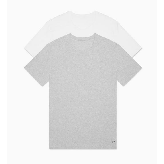 Men's Nike KE1191 Essential Cotton Crew Neck T-Shirt - 2 Pack (Grey Heather/White XL)