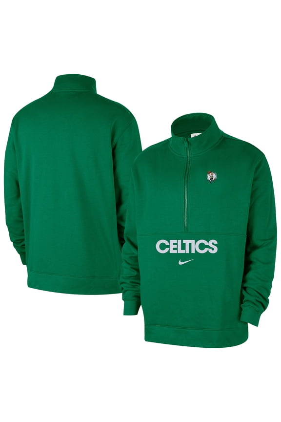 Men's-Nike Kelly Green Boston Celtics Courtside Club Half-Zip Pullover