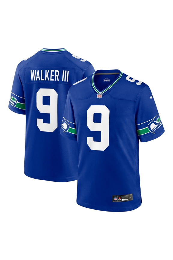 Men's Nike Kenneth Walker III Royal Seattle Seahawks Throwback Player Game Jersey
