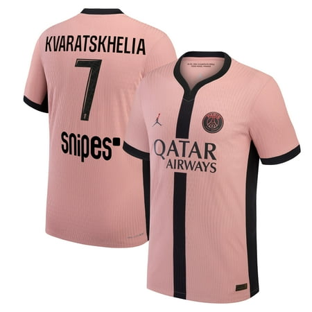 Men's Nike Khvicha Kvaratskhelia Pink Paris Saint-Germain 2024/25 Third Authentic Player Jersey
