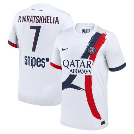 Men's Nike Khvicha Kvaratskhelia White Paris Saint-Germain 2024/25 Away Replica Player Jersey