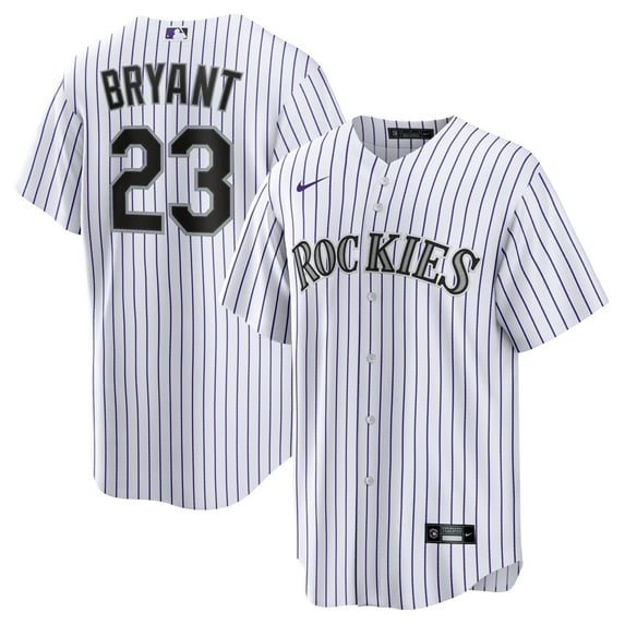 Men's Nike Kris Bryant White/Purple Colorado Rockies Replica Player Jersey