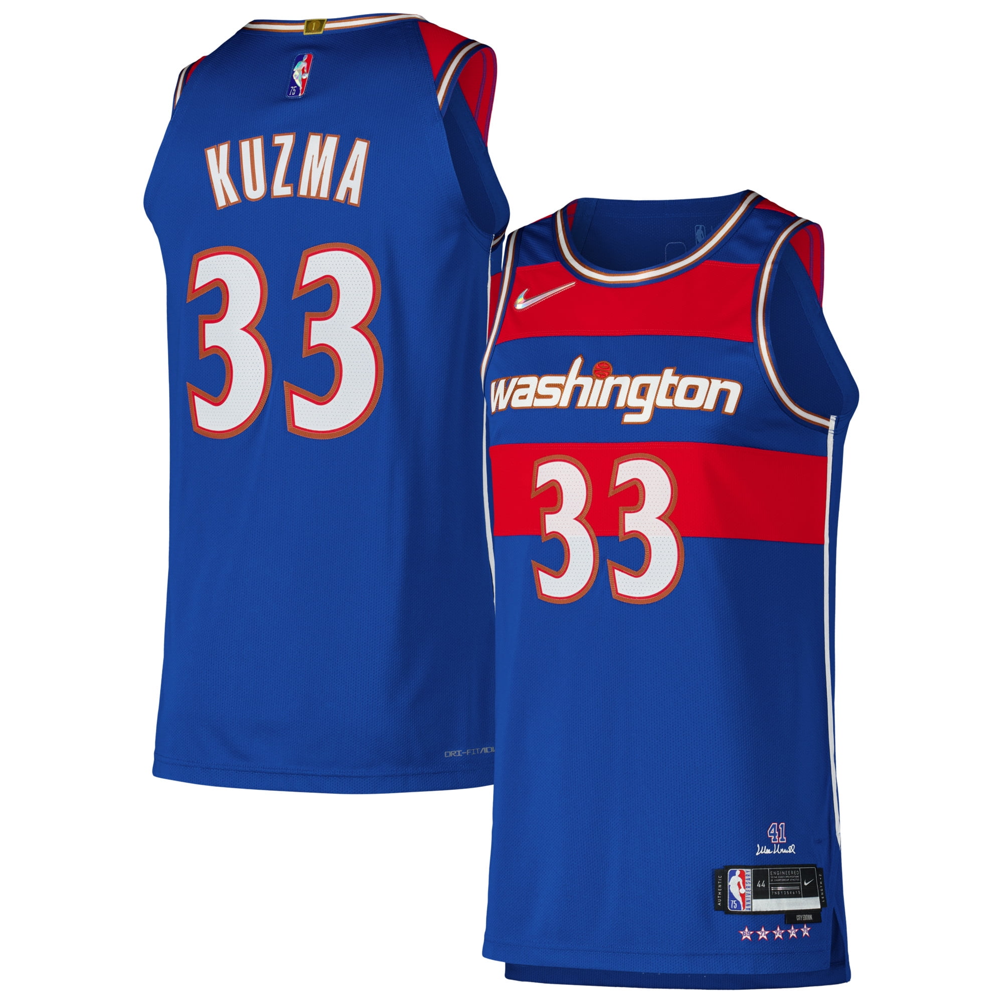 Men s Nike Kyle Kuzma Royal Washington Wizards Authentic Player Jersey City Edition Walmart