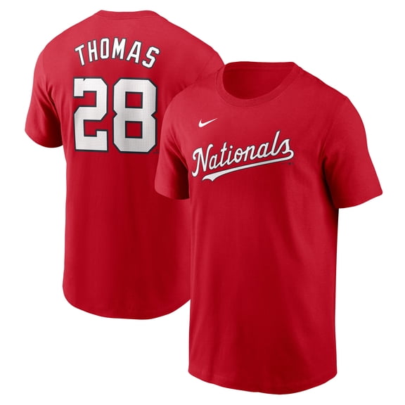 Men's Nike Lane Thomas Red Washington Nationals Fuse Name & Number T-Shirt