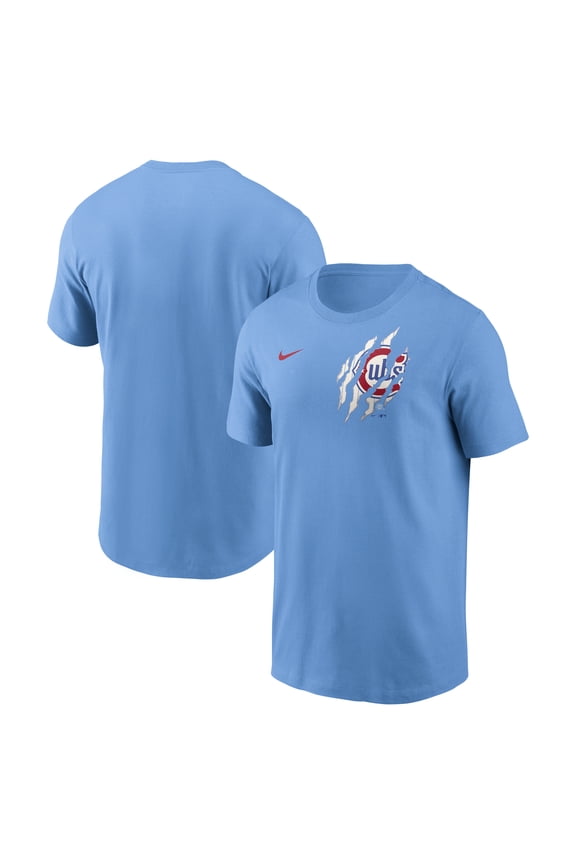 Men's Nike Light Blue Chicago Cubs Alt Pinstripe T-Shirt