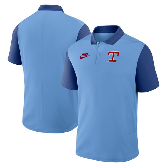 Men's Nike Light Blue/Royal Texas Rangers Cooperstown Collection Color-Block Victory Dri-FIT Polo