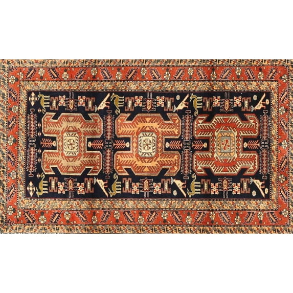 Ahgly Company Machine Washable Indoor Rectangle Traditional Saffron Red Area Rugs, 2' x 3'