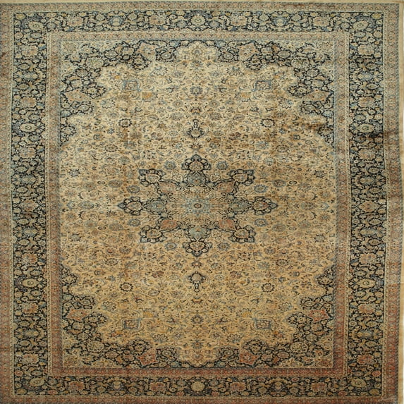 Ahgly Company Machine Washable Indoor Square Traditional Red Brown Area Rugs, 6' Square