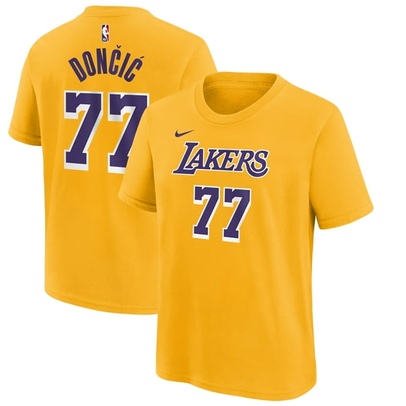 Men's Nike Luka Don-i- Gold Los Angeles Lakers Icon Edition Name & Number T-Shirt