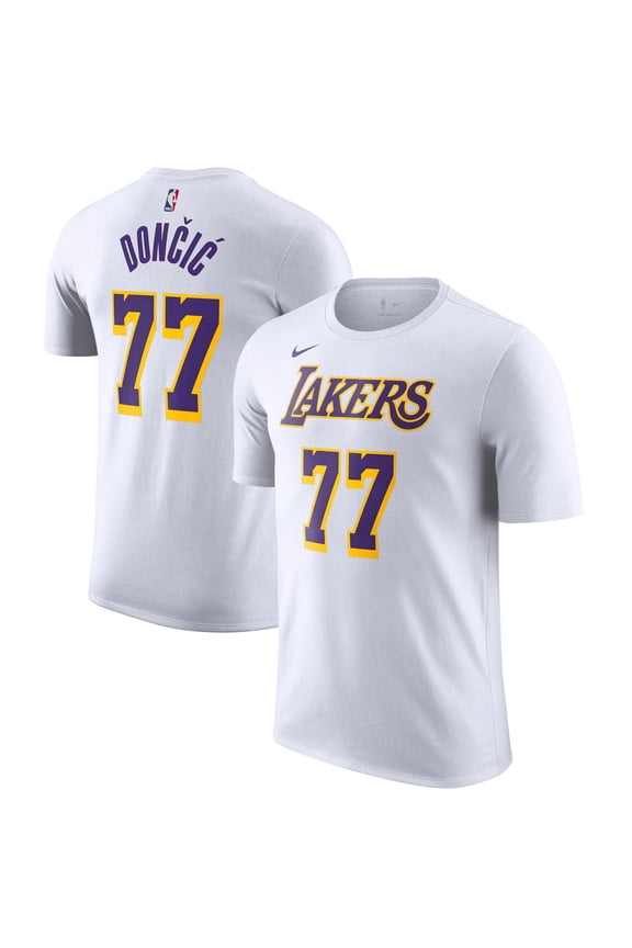 Men's Nike Luka Don-i- White Los Angeles Lakers Statement Edition Name & Number T-Shirt