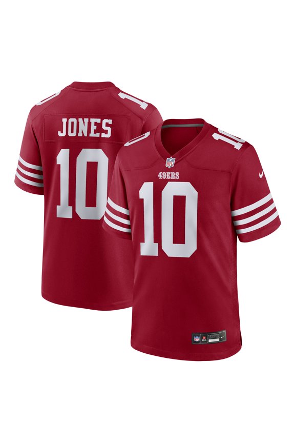 Men's Nike Mac Jones Scarlet San Francisco 49ers Team Game Jersey