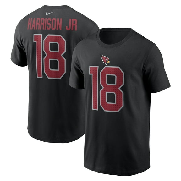 Men's Nike Marvin Harrison Jr. Black Arizona Cardinals Player Name & Number T-Shirt