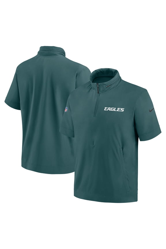 Men's Nike Midnight Green Philadelphia Eagles 2024 Sideline Coach Short Sleeve Half-Zip Hoodie Jacket