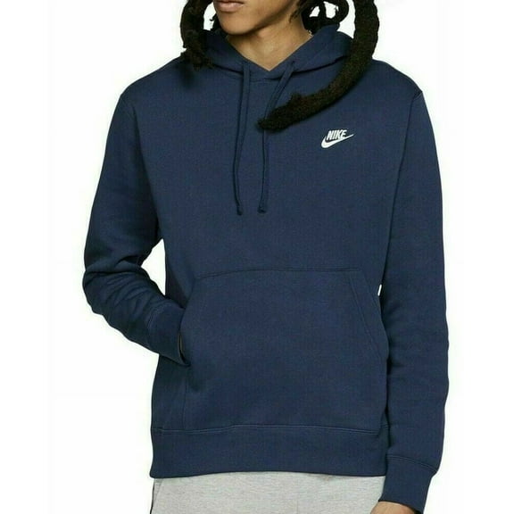 Men's Nike Sportswear Club Fleece Pullover Hoodie Color: Midnight Navy White Size: XXL