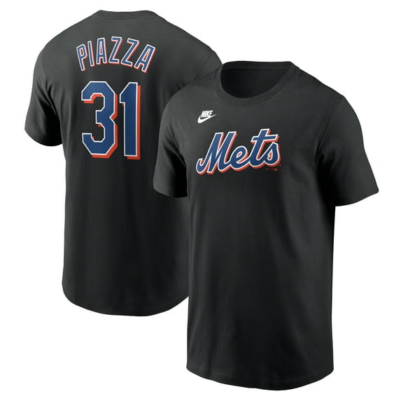 Men's Nike Mike Piazza Black New York Mets Fuse Name & Number T-Shirt