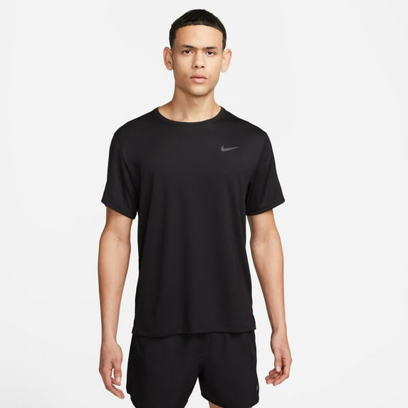 Men's Nike Miler Dri-FIT UV Short Sleeve Running Top Color: Black Reflective Silve Size: M