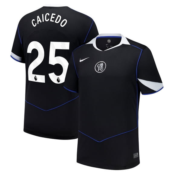 Men's Nike Mois-s Caicedo Black Chelsea 2025/26 Third Replica Player Jersey