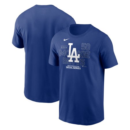 Men's Nike Mookie Betts Royal Los Angeles Dodgers 2024 MLB World Tour Seoul Series Player Name & Number Event Stack