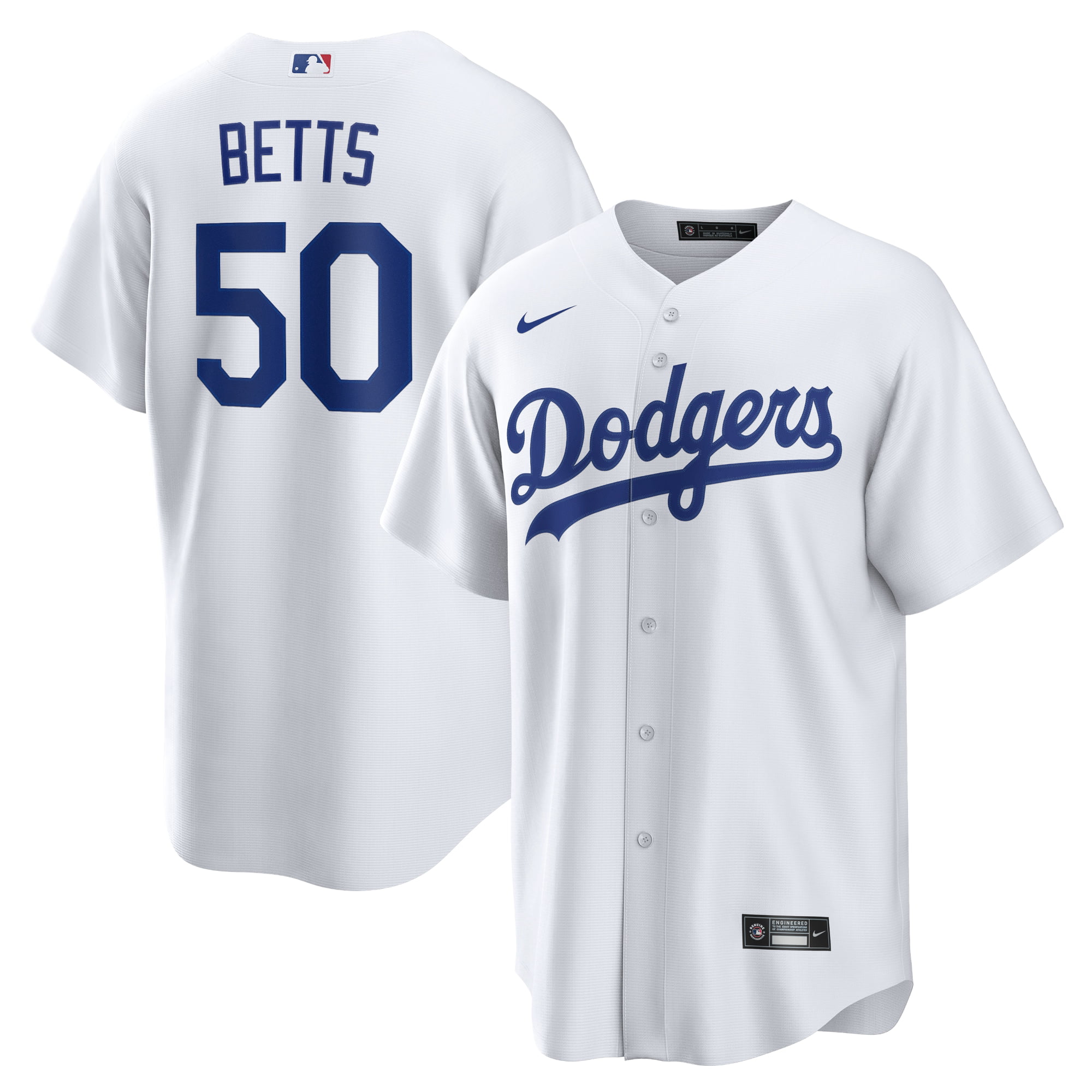 Mookie Betts White Los Angeles Dodgers Autographed Nike Authentic
