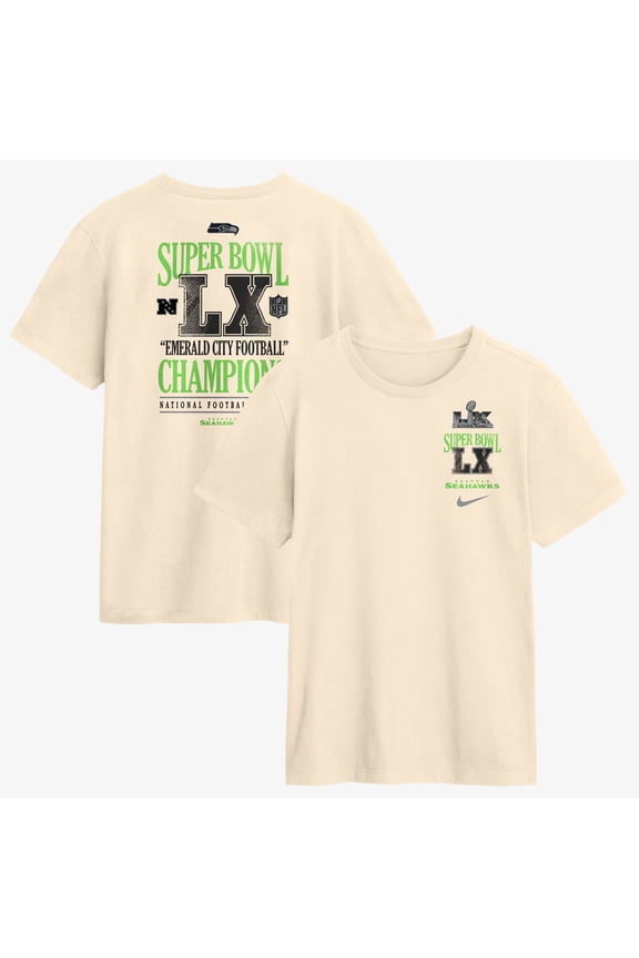 Men's Nike Natural Seattle Seahawks Super Bowl LX Champions Long Ball T-Shirt