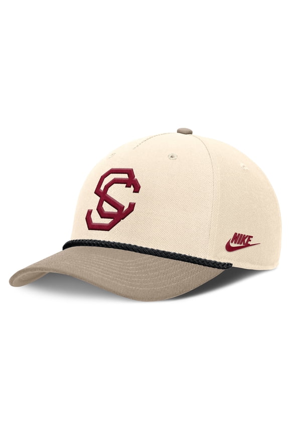 Men's Nike Natural USC Trojans Rise Legacy Throwback Logo Adjustable Hat